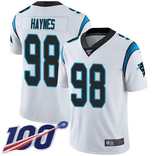 Carolina Panthers Limited White Youth Marquis Haynes Road Jersey NFL Football #98 100th Season Vapor Untouchable